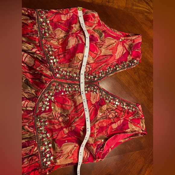 Elegant Green Sleeveless Dress, crepe with dupatta - Picture 10 of 16